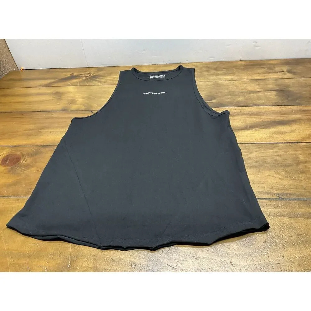Alphalete Shirt Mens Small Black Tank Top Cotton Blend Gym Performance Athletic